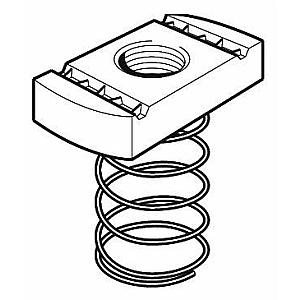 Unistrut M12 Long Spring Channel Nut, Tapped Oversize, Galvanised.