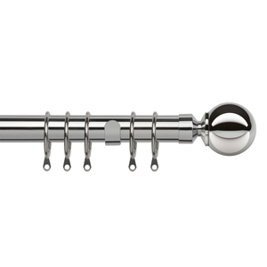 25-28mm Pristine Ball Pole Extendable Curtain Pole Chrome