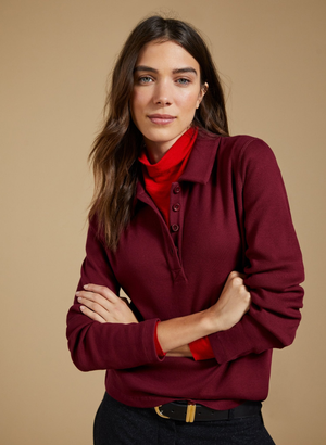 Luanne Organic Cotton Collar Top - UK 16 | EU 44 | US 12 / Burgundy