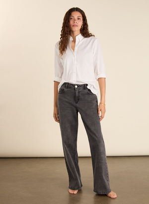 Organic Stretch Cotton Wide Leg Slouch Jeans - UK 12 | EU 38 | US 08 / Grey Wash