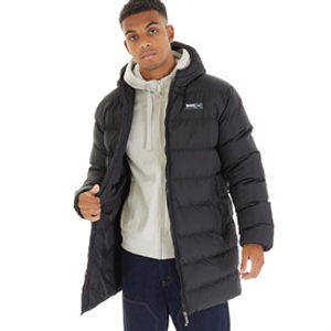 Bench Mens Armann Long Hooded Padded Jacket Black
