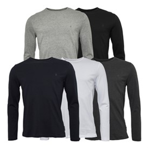 French Connection Mens Five Pack Long Sleeve Crew T-Shirts Multi 1 - Black/Charmel/Marine/Lgm/White