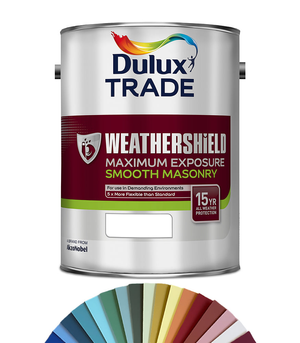 Dulux Trade Weathershield Maximum Exposure Smooth Masonry Paint 5L - Tinted Colour Match