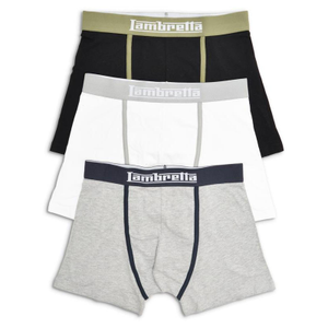 Lambretta Mens 3 PK Classic Boxer Shorts - 2XL / Black/Grey/White
