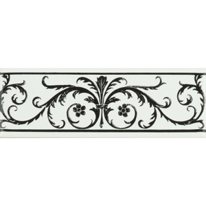 Acanthus Jet Black On Brilliant White Ceramic Wall Tile 152x50mm