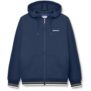 Lambretta Mens Full Zip Twin Tipped Hoodie - L / Navy/Khaki