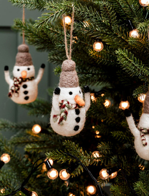 Southwold Christmas Snowman - Felt, Warm White, Set of 3