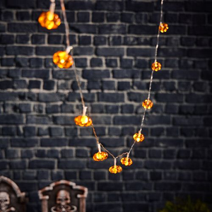 10 Warm White LED Pumpkin String Lights