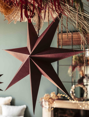 Maddox Christmas Star - Cotton Paper, Berry, Small