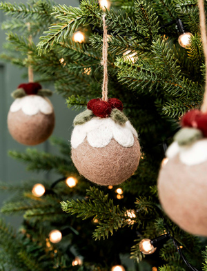 Southwold Christmas Pudding - Felt, Antique Brown, Set of 3