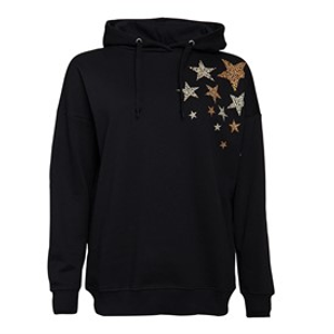 Board Angels Womens Star Print Hoodie Black