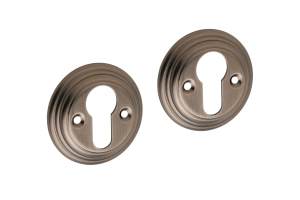 Euro Lock Escutcheon Ringed Design - Antique Brass - Hardware Solutions