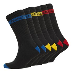 Bench Mens Dusk Six Pack Crew Socks Black/Red/Yellow/Royal
