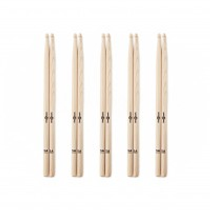 5A Wood Tip Hickory Drumsticks, 5 Pack