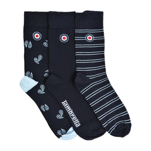 Lambretta Mens Target 3 Pack Crew Socks - One Size / Navy/Sky
