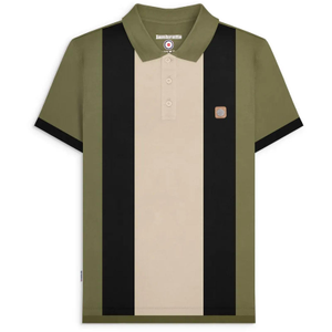 Lambretta Mens Vintage Panel Polo Shirt - XL / Khaki