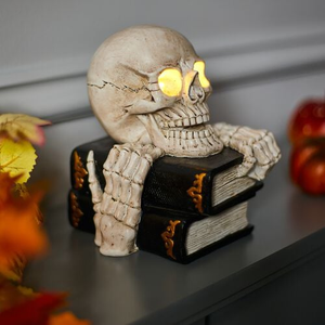 Halloween Light-Up Skull On Books