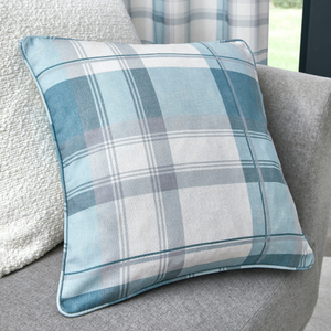 Fusion Balmoral Check Filled Cushion 43cm x 43cm Duck Egg