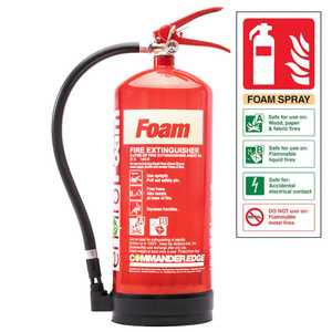 6ltr Flourine Free Foam Fire Extinguisher - CommanderEdge + Free Sign