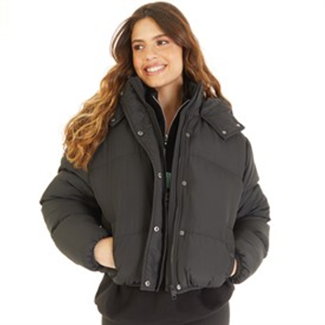 Brave Soul Womens Bunny Short Puffer Jacket Black