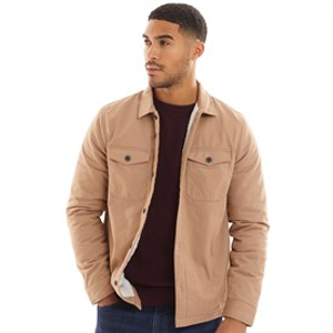 French Connection Mens Worker Borg Overshirt Camel