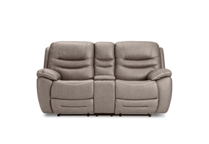 FEDERER FABRIC 2 Seat Sofa with Console and Inbuilt Recliners