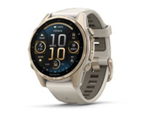 fenix 8 - 43 mm, AMOLED Sapphire - Soft Gold with Grey band