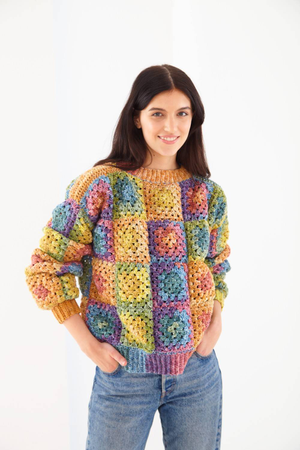 Granny Square Cardigan and Jumper crocheted in King Cole Bramble DK (6258)