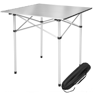 Tavolino pieghevole da campeggio in alluminio con custodia inclusa, 70x70x70 cm