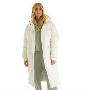 Bench Womens Dans Long Hooded Puffer Coat Winter White