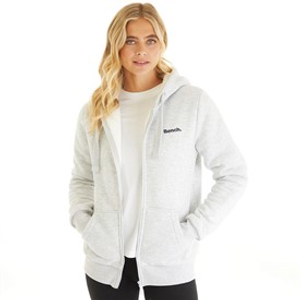 Bench Womens Mintz Teddy Lined Zip Thru Hoodie Grey Marl