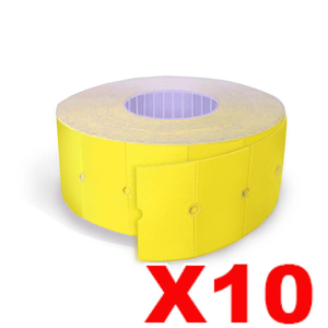 10 Rolls Removable Fluorescent Yellow Price Labels 21x12mm for Single Line Pricing Guns