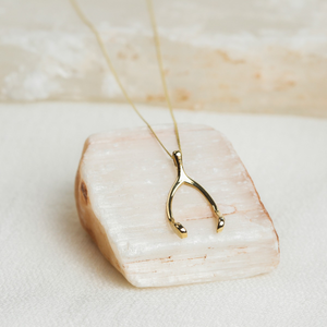 New 9ct Yellow Gold Wishbone Pendant & 18" Necklace