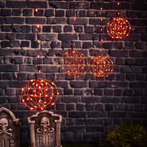 Orange LED Pumpkin Curtain Lights
