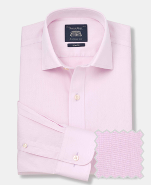 Pink Cotton Twill Slim Fit Non-Iron Shirt - Single Cuff