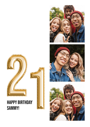 Gold Balloon Numbers 21st Birthday Photo Upload Card