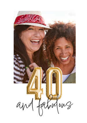 Gold Balloon Numbers 40 And Fabulous Photo Upload Birthday Card
