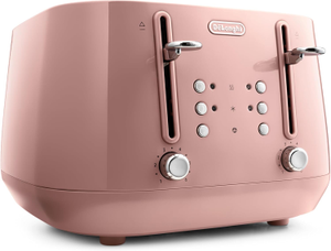 De'Longhi CTY4003.PK 4 Slot Toaster with Defrost Function Eclettica Glossy Pink