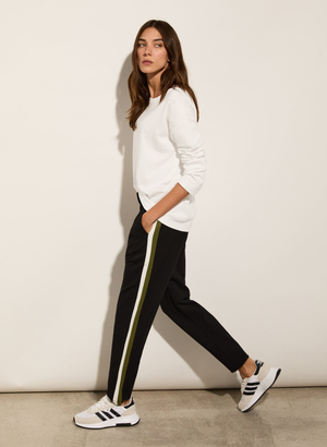 Jay Side Stripe Tapered Trousers - UK 14 | EU 40 | US 10 / Caviar Black & Olive