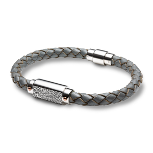 Grey Leather ID Fingerprint Bracelet