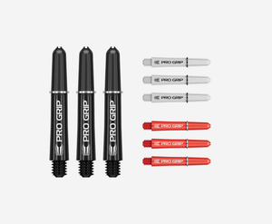 Pro Grip Short Dart Shafts - Black, White, and Red (3 Sets)