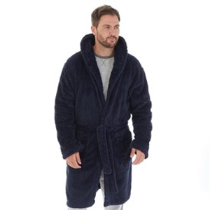 Kangaroo Poo Mens Hooded Robe Navy