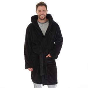 Kangaroo Poo Mens Hooded Robe Black