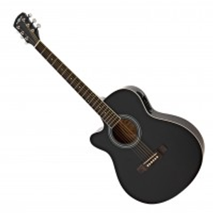 Single Cutaway Left Handed Electro Acoustic Guitar by Gear4music, Black