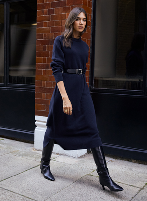 Moll Wool Blend Knitted Dress - 8 (UK Size 8) / Classic Navy