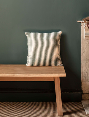Charingworth Cushion Stripe 45X45cm - Linen & Cotton, Forest Green