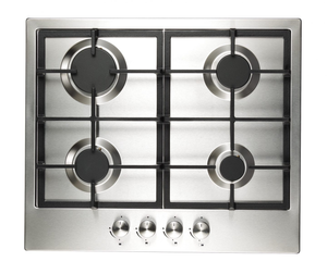 60cm Stainless Steel 4 Burner Gas Hob with Cast Iron Stands