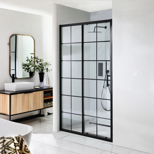 Milano Barq - 1200mm Black Grid Sliding Shower Door
