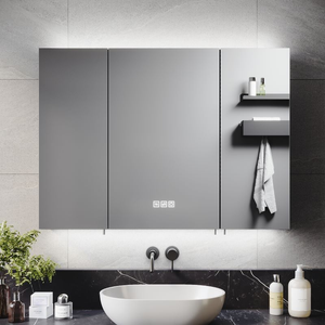 ELEGANT 900mm Bathroom Mirror Cabinet with Led Lights and Demister
