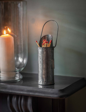 Latton Match Holder - Iron, Antique Pewter Finish